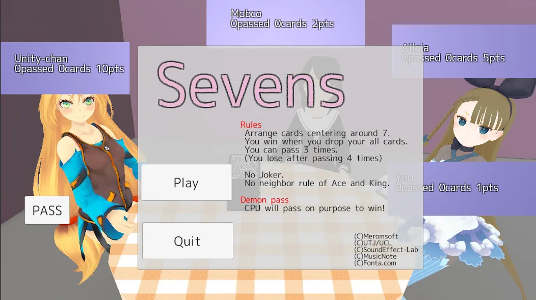Sevens card game — скриншот 1 Sevens card game — скриншот 1