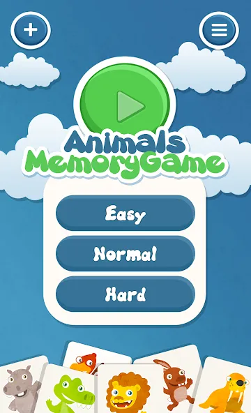 Animals memory game for kids — скриншот 1