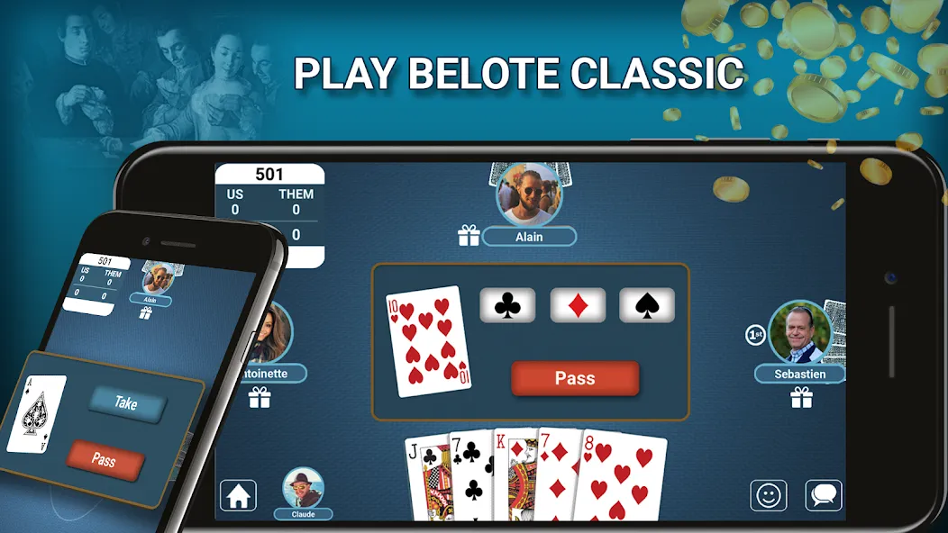 Blot Belote Coinche Online — скриншот 1
