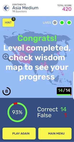 Map Quiz World Geography — скриншот 3
