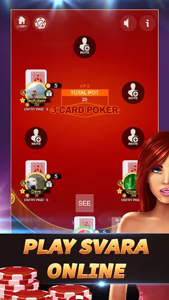 Svara - 3 Card Poker Card Game — скриншот 1
