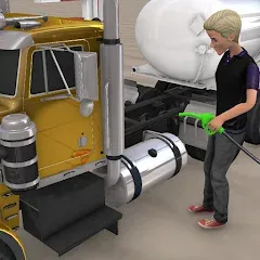 Взломанная Euro Truck Gas Station Games — Много денег