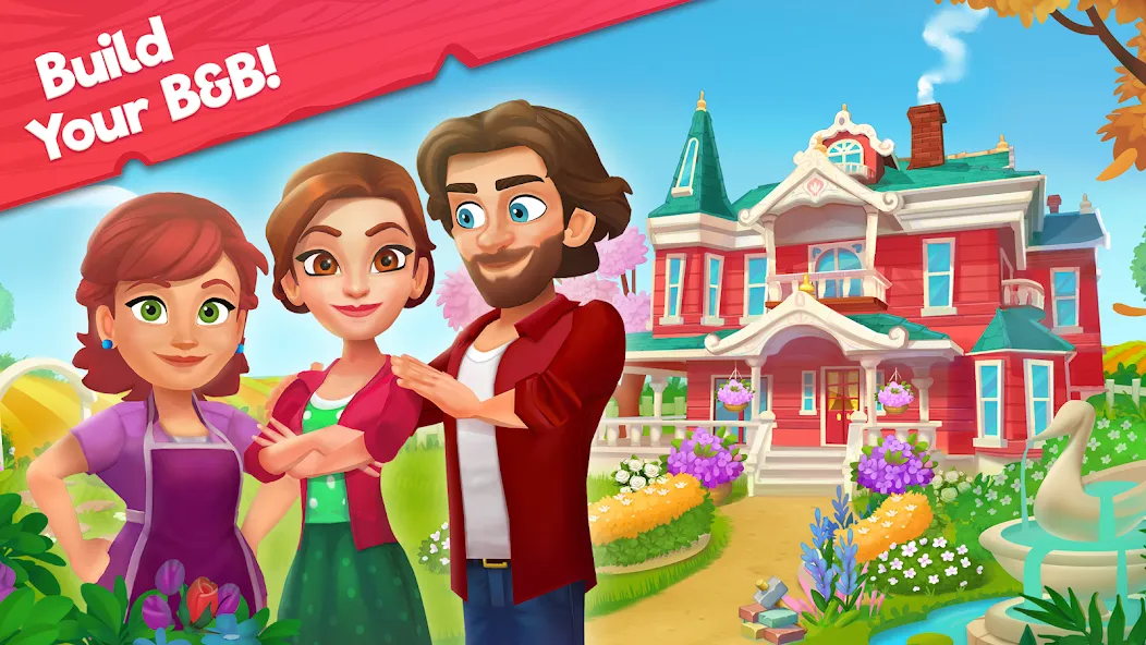 Delicious B&B: Decor & Match 3 — скриншот 1