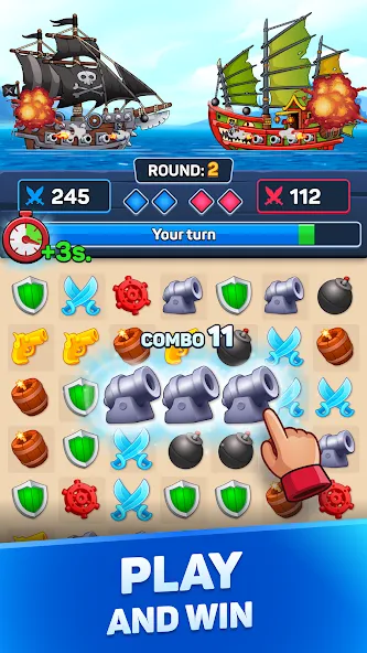 Pirates & Puzzles:Ship Battles — скриншот 1 Pirates & Puzzles:Ship Battles — скриншот 1