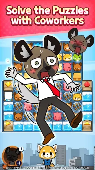 Aggretsuko : Match 3 Puzzle — скриншот 2