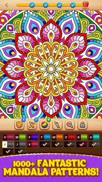 Cross Stitch Coloring Mandala — скриншот 1