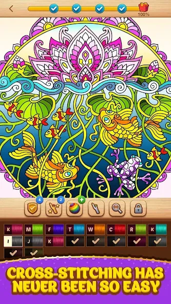 Cross Stitch Coloring Mandala — скриншот 2