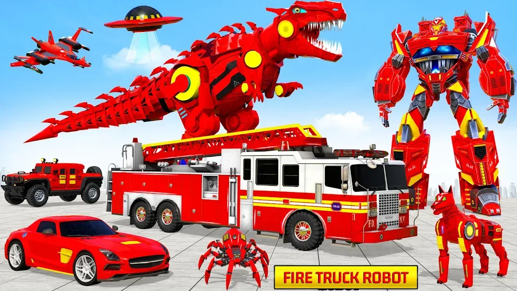 Fire Truck Robot Car Game — скриншот 2