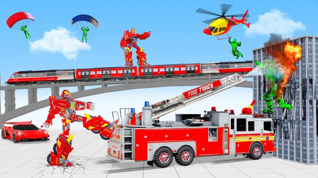Fire Truck Robot Car Game — скриншот 3