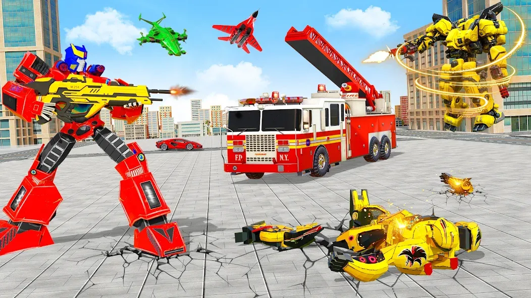 Fire Truck Robot Car Game — скриншот 5
