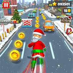 Взлом Xmas Santa Surfer Running Game на Андроид — Много денег