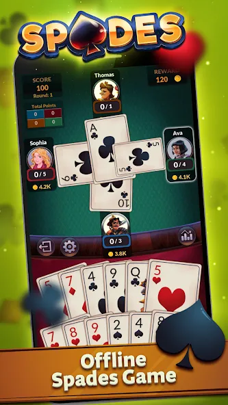 Spades - Offline Card Games — скриншот 1