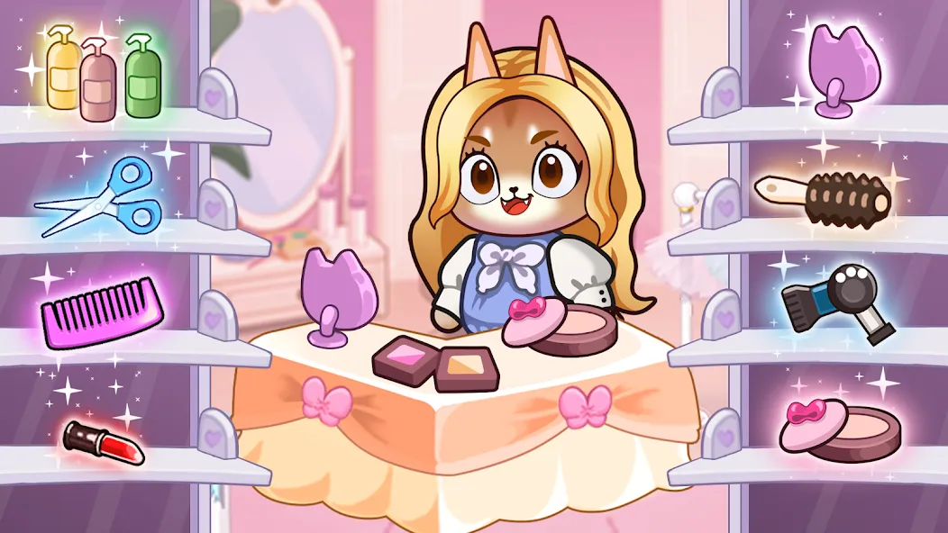 Idle Cat Makeover: Hair Salon — скриншот 1