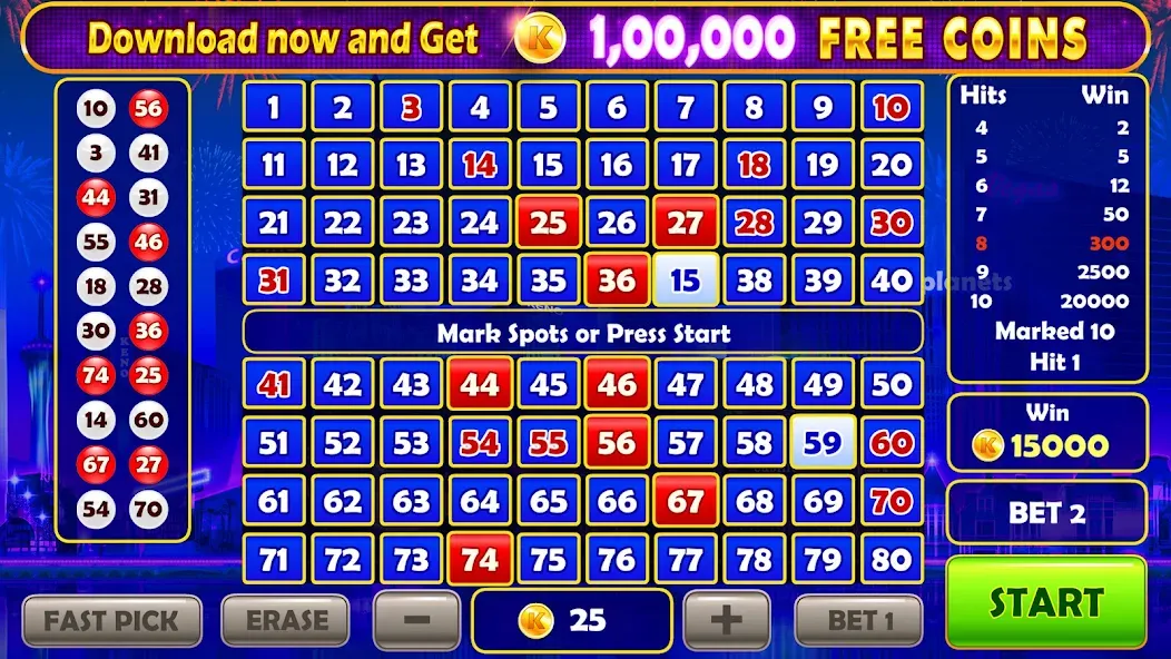 Keno Prime - Super 3X Payout — скриншот 1 Keno Prime - Super 3X Payout — скриншот 1