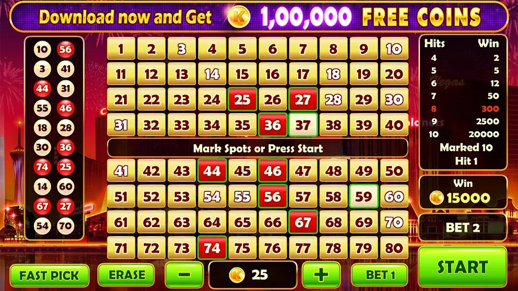 Keno Prime - Super 3X Payout — скриншот 2 Keno Prime - Super 3X Payout — скриншот 2