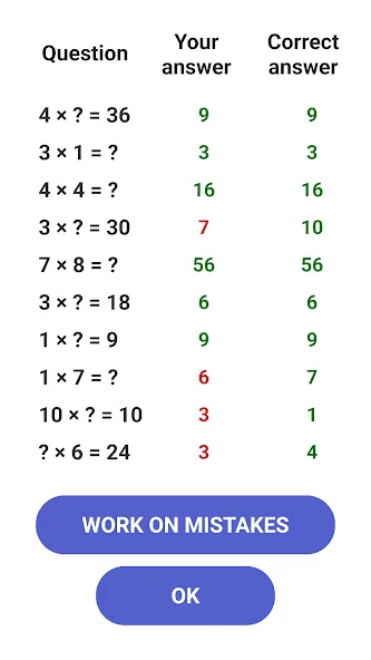 Multiplication Games Math quiz — скриншот 4