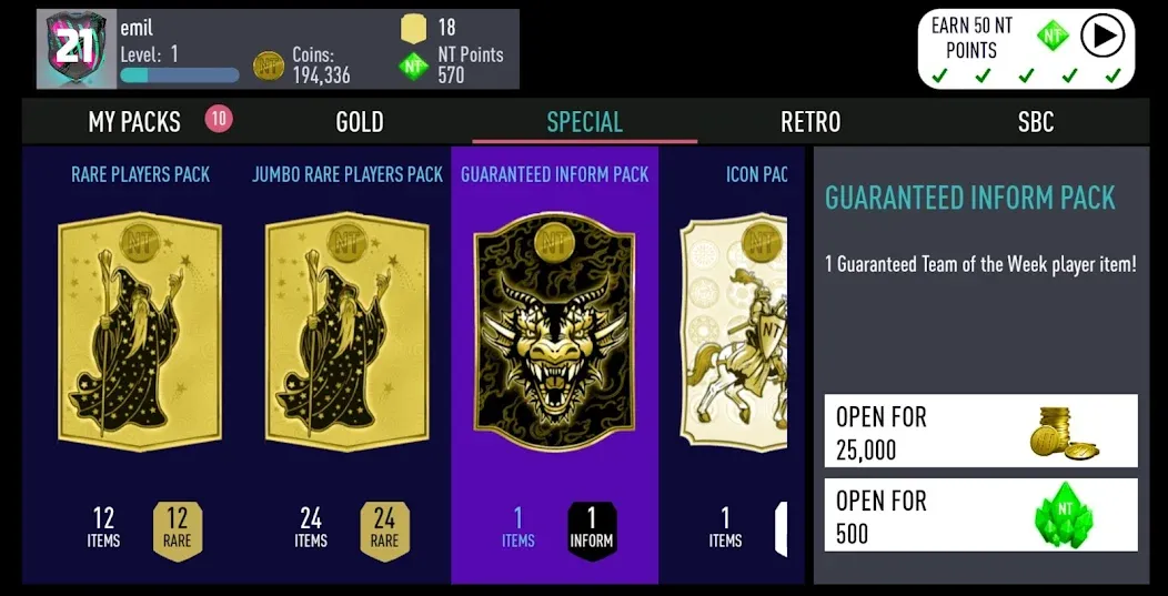 NT 21 Draft + Pack Opener — скриншот 1