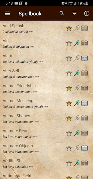 D&D Spellbook 5e — скриншот 1