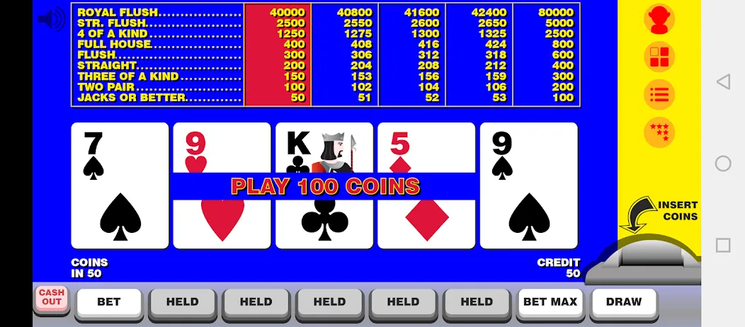 Video Poker with Double Up — скриншот 1