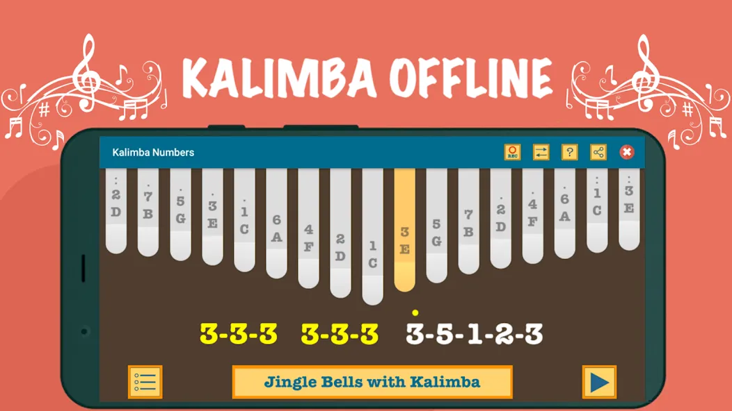 Kalimba App With Songs Numbers — скриншот 2