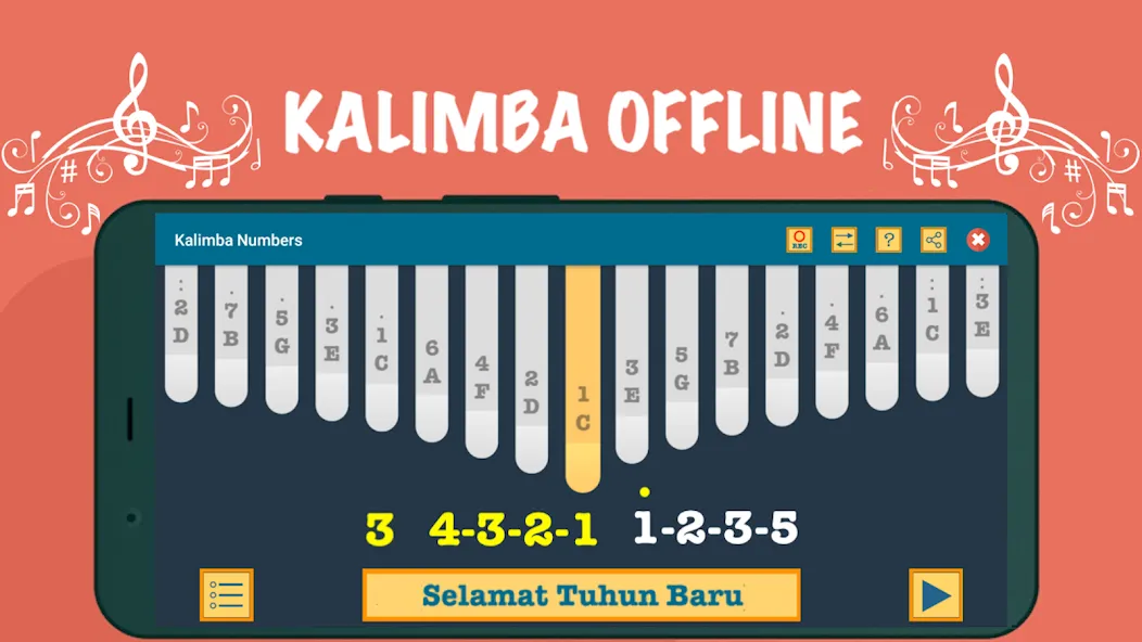 Kalimba App With Songs Numbers — скриншот 3