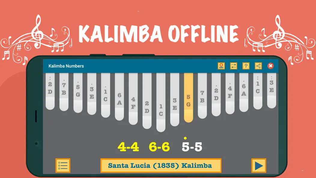 Kalimba App With Songs Numbers — скриншот 4