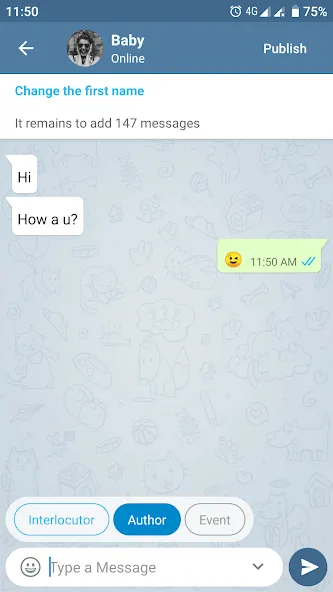 Fake Chat Messenger — TeleFake — скриншот 4